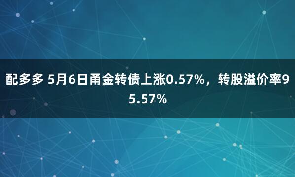 配多多 5月6日甬金转债上涨0.57%，转股溢价率95.57%