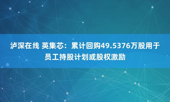 泸深在线 英集芯：累计回购49.5376万股用于员工持股计划或股权激励