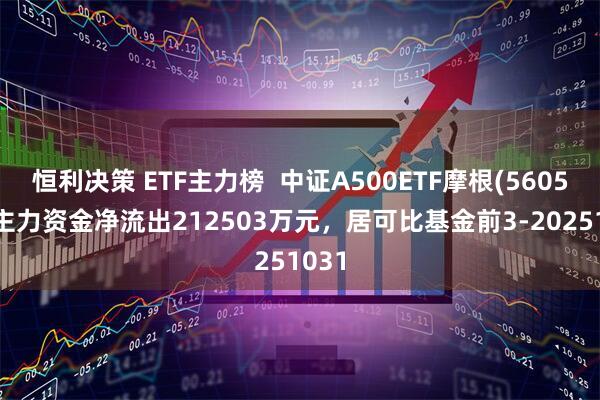 恒利决策 ETF主力榜  中证A500ETF摩根(560530)主力资金净流出212503万元，居可比基金前3-20251031